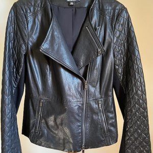 DKNY  Genuine Leather Jacket with quilted sleeves